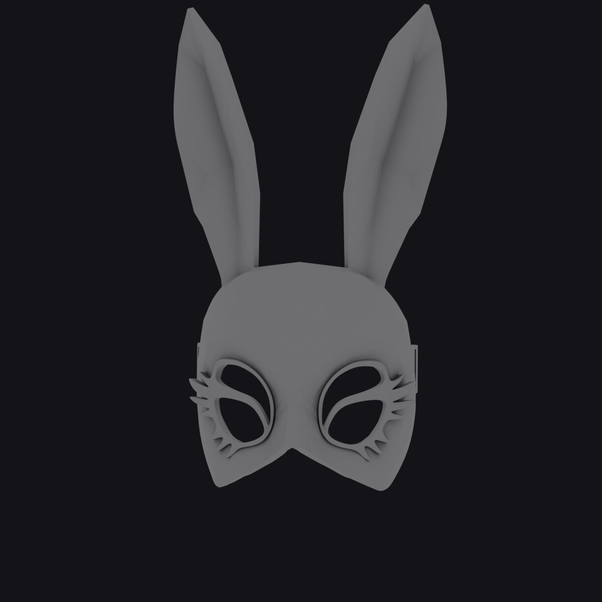 Digital sculpt of bunny mask in 3D modelling software