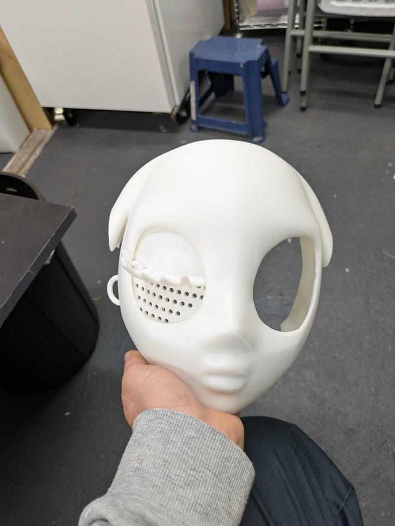 Raw 3D-printed mask fresh off the printer